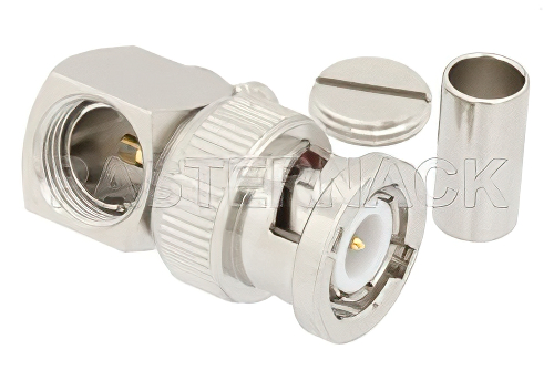 BNC Male Right Angle Connector Crimp/Solder Attachment For PE-C200, LMR-200