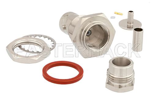 BNC Female Bulkhead Mount Connector Clamp/Solder Attachment for RG316-DS, RG188-DS, IP67 Rated