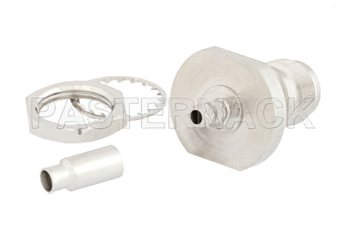 RP TNC Female Bulkhead Mount Connector Crimp/Solder Attachment for RG174, RG316, RG188, 0.100 inch, PE-B100, PE-C100, LMR-100, IP67 Rated