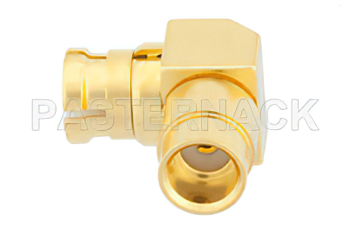 SMP Female Right Angle Connector Solder Attachment for RG405, PE-SR405FL, PE-SR405FLJ Mitered Body