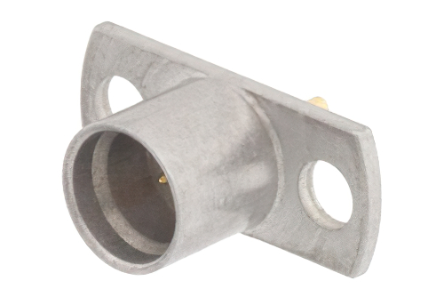 SMP Male Smooth Bore Connector Solder Attachment 2 Hole Flange Mount Pin Terminal, .282 inch Hole Spacing