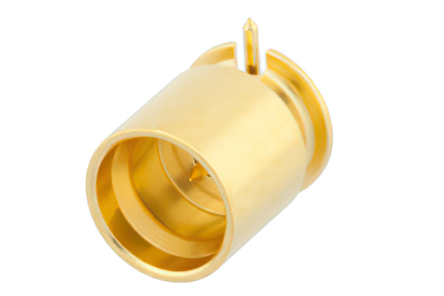 SMP Male Limited Detent Connector Solder Attachment Surface Mount PCB, Right Angle Center Contact