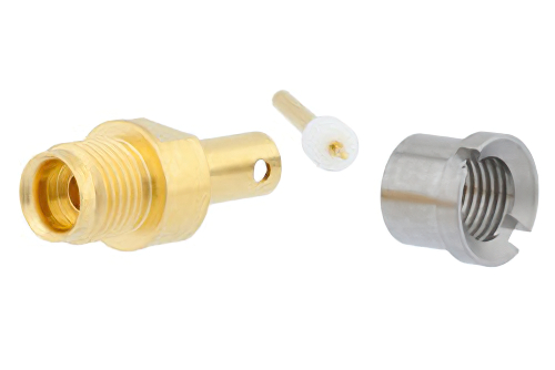 SMP Male Bulkhead Mount Full Detent Connector Solder Attachment for PE-SR405AL, PE-SR405FL, PE-SR405FLJ, PE-SR405TN, RG405, Catchers Mitt