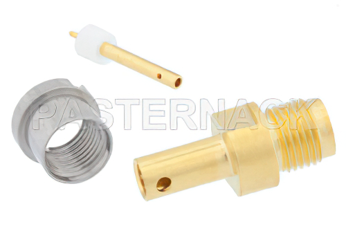 SMP Male Bulkhead Mount Full Detent Connector Solder Attachment for PE-SR405AL, PE-SR405FL, PE-SR405FLJ, PE-SR405TN, RG405, Catchers Mitt