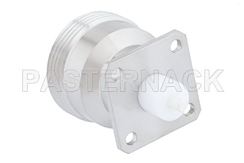 7/16 DIN Female Low PIM Connector Solder Attachment 4 Hole Flange Mount Stub Terminal, .120 inch Diameter