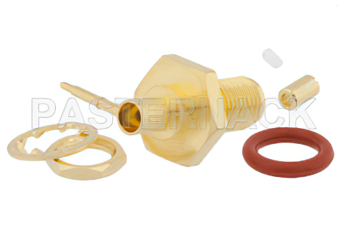 RP-SMA Female Bulkhead Mount Connector Crimp/Solder Attachment for RG196, RG178