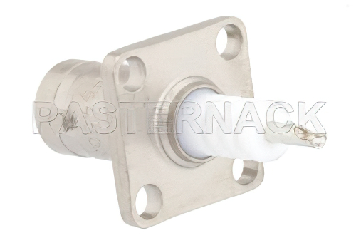 MHV Female Connector Solder Attachment 4 Hole Flange Mount Solder Cup Terminal, with #4 Clearance Mounting Holes