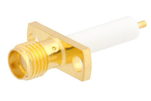 SMA Female Connector Solder Attachment 2 Hole Flange Mount Stub Terminal