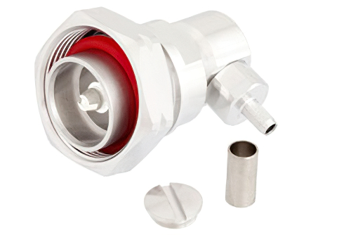 7/16 DIN Male Right Angle Connector Crimp/Solder Attachment for LMR-195, LMR-195-FR, PE-C195, PE-P195