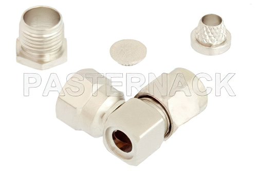 SMA Male Right Angle Connector Clamp/Solder Attachment for RG58, RG55, RG142, RG223, RG303, RG400, LMR-195, PE-C195