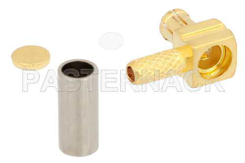 Reverse Polarity MCX Plug Right Angle Push-On Connector Crimp/Solder Attachment for RG316, RG188, RG174, Gold Color
