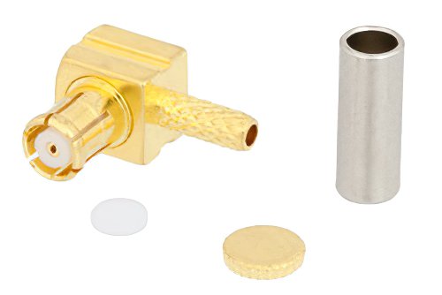 RP-MCX Plug Right Angle Push-On Connector Crimp/Solder Attachment for RG178, RG196, Gold Color