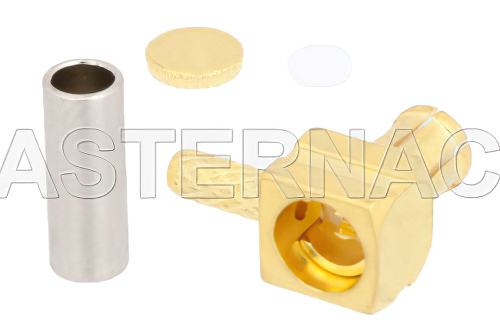 RP-MCX Plug Right Angle Push-On Connector Crimp/Solder Attachment for RG178, RG196, Gold Color