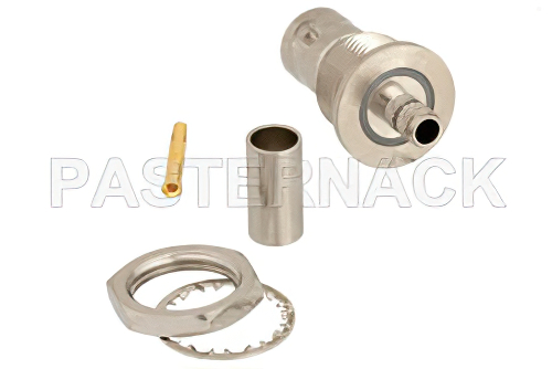 BNC Female Bulkhead Mount Isolated Ground Connector Crimp/Crimp Attachment for RG58, PE-C195, PE-P195, LMR-195