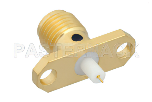 SMA Female Connector Solder Attachment 2 Hole Flange Mount Stub Terminal