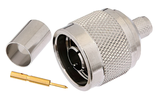 75 Ohm N Male Connector Crimp/Solder Attachment for RG6, Compatible With Inner Conductor Smaller Than 0.030 Inch