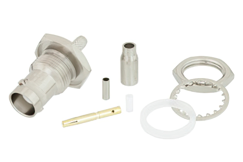 BNC Female Bulkhead Mount Connector Crimp/Solder Attachment for RG316, RG174, LMR-100 IP67 Rated