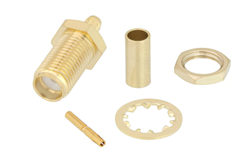 SMA Female Bulkhead Mount Connector Crimp/Solder Attachment for RG316, RG174, LMR-100