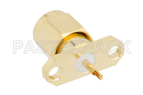 SMA Male Connector Solder Attachment 2 Hole Flange Mount Solder Cup Terminal