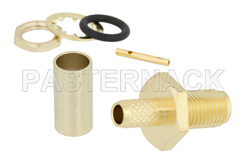 SMA Female Bulkhead Mount Connector Crimp/Solder Attachment for RG58, RG303, LMR-195, PE-P195