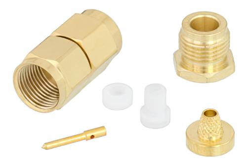 SMA Male Connector Clamp/Solder Attachment for RG316, RG174, LMR-100