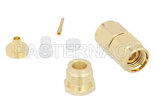 SMA Male Connector Clamp/Solder Attachment for RG316, RG174, LMR-100