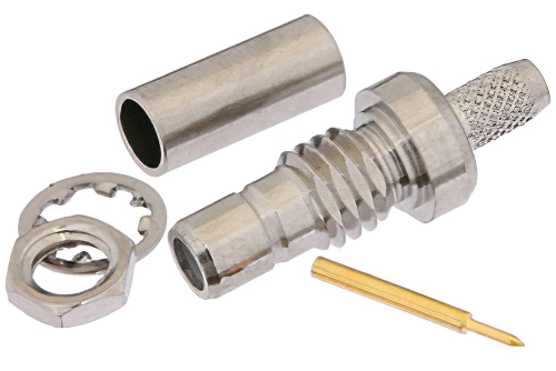 SMB Jack Bulkhead Mount Connector Crimp/Solder Attachment for RG188-DS, RG316-DS