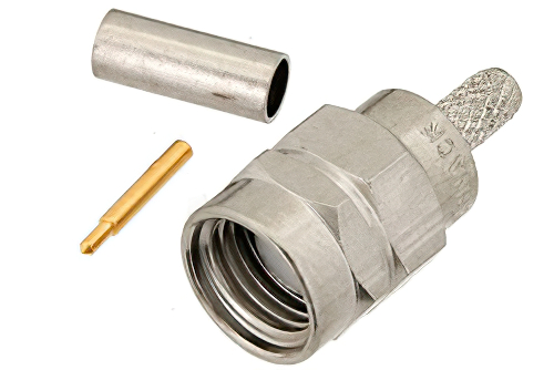 Reverse Thread SMA Male Connector Crimp/Solder Attachment for RG188-DS, RG316-DS