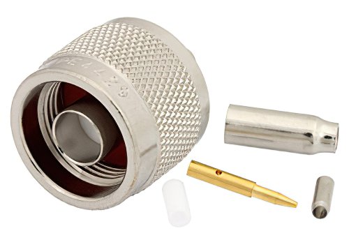 N Male Connector Crimp/Solder Attachment for RG188-DS, RG316-DS