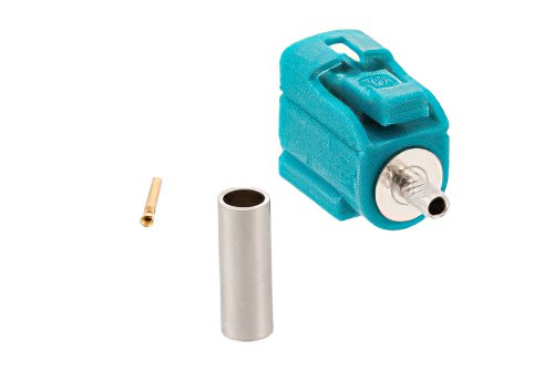 FAKRA Jack Connector Crimp/Solder Attachment for RG316-DS, RG188-DS, Water Blue Color