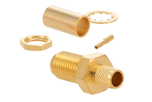 SMA Female Bulkhead Mount Connector Crimp/Solder Attachment for RG58, RG303, LMR-195