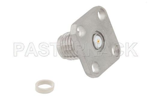 SMA Female Field Replaceable Connector With EMI Gasket 4 Hole Flange Mount .015 inch Pin