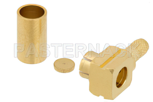 MMBX Plug Right Angle Snap-On Connector Crimp/Solder Attachment for RG316-DS, RG188-DS, With Male Center Contact