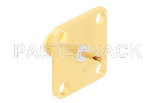SMA Female Connector Solder Attachment 4 Hole Flange Mount Solder Cup Terminal, .500 inch Hole Spacing