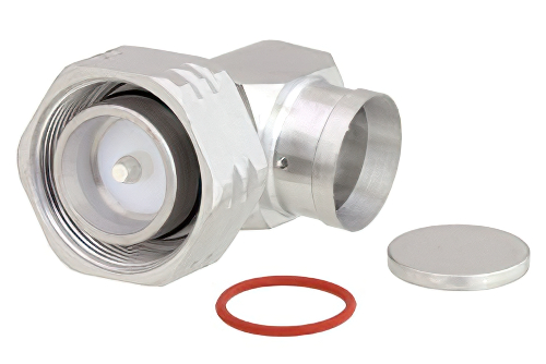 4.3-10 Male Right Angle Low PIM Connector Solder Attachment for PE-1/2SFHC, IP67 Rated