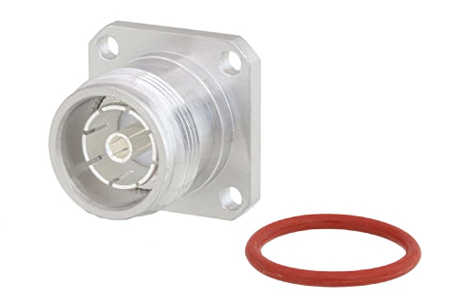 4.3-10 Female Low PIM Connector Solder Attachment 4 Hole Flange Mount for RG402, PE-SR402AL, PE-SR402FL, PE-SR402FLJ, IP67 Rated