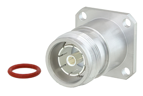 4.3-10 Female Low PIM Connector Solder Attachment 4 Hole Flange Mount Solder Cup Terminal, IP67 Rated