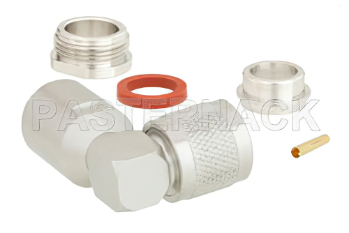 HN Male Right Angle Connector Clamp/Solder Attachment for RG14, RG217