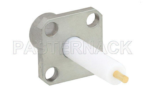 BMA Jack Slide-On Connector Solder Attachment 4 Hole Flange Mount Stub Terminal, .340 inch Hole Spacing