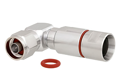 N Male Right Angle Connector Clamp/Solder Attachment for 1/2 inch Annular, 1/2 inch Flexible, PE-1/2FAC