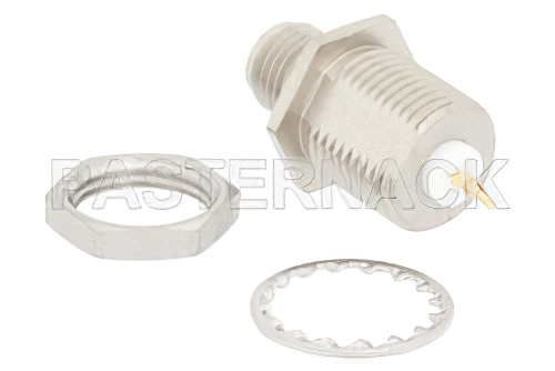 SMA Female Bulkhead Mount Connector Solder Attachment Solder Cup Terminal, .350 inch D Hole