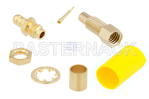 SSMC Jack Bulkhead Mount Connector Crimp/Solder Attachment for RG316-DS, RG188-DS