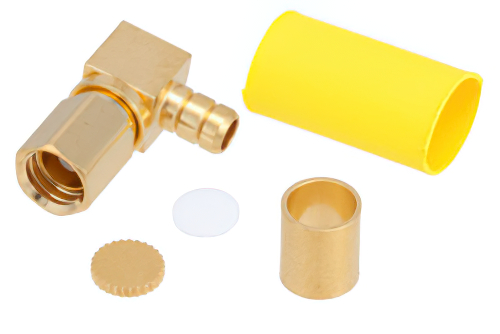 SSMC Plug Right Angle Connector Crimp/Solder Attachment for RG316-DS, RG188-DS