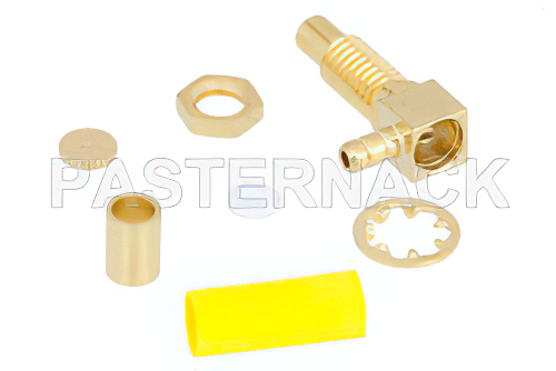 SSMC Jack Right Angle Bulkhead Mount Connector Crimp/Solder Attachment for RG178, RG196