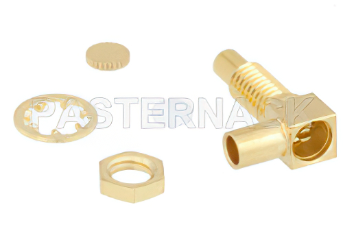 SSMC Jack Right Angle Bulkhead Mount Connector Crimp/Solder Attachment for PE-SR405AL, PE-SR405FL, PE-SR405FLJ, PE-SR405TN, RG405