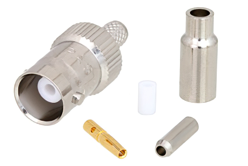 BNC Female Connector Crimp/Solder Attachment for RG174, RG316, RG188, LMR-100, PE-B100, PE-C100, .100 inch, Extended Ferrule