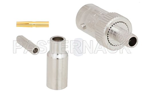 BNC Female Connector Crimp/Solder Attachment for RG174, RG316, RG188, LMR-100, PE-B100, PE-C100, .100 inch, Extended Ferrule