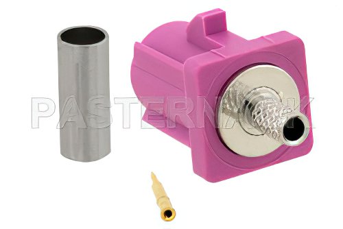 FAKRA Plug Connector Crimp/Solder Attachment for RG174, RG316, RG188, .100 inch, PE-B100, PE-C100, LMR-100, Violet Color
