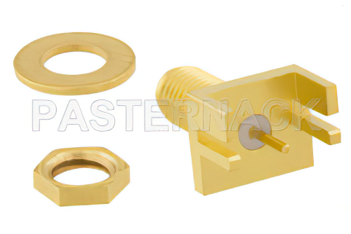 SSMA Female Bulkhead Mount Connector Solder Attachment .042 inch End Launch PCB