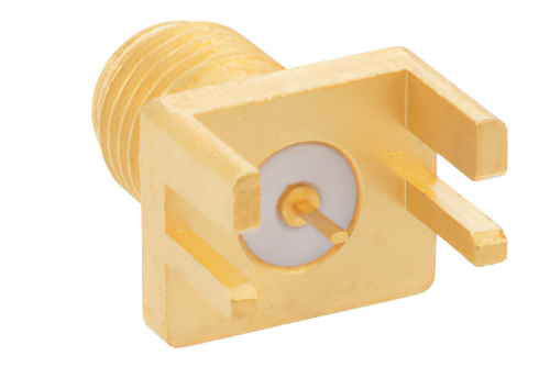 SMA Female Connector Solder Attachment .062 inch End Launch PCB, .020 inch x .010 inch Contact